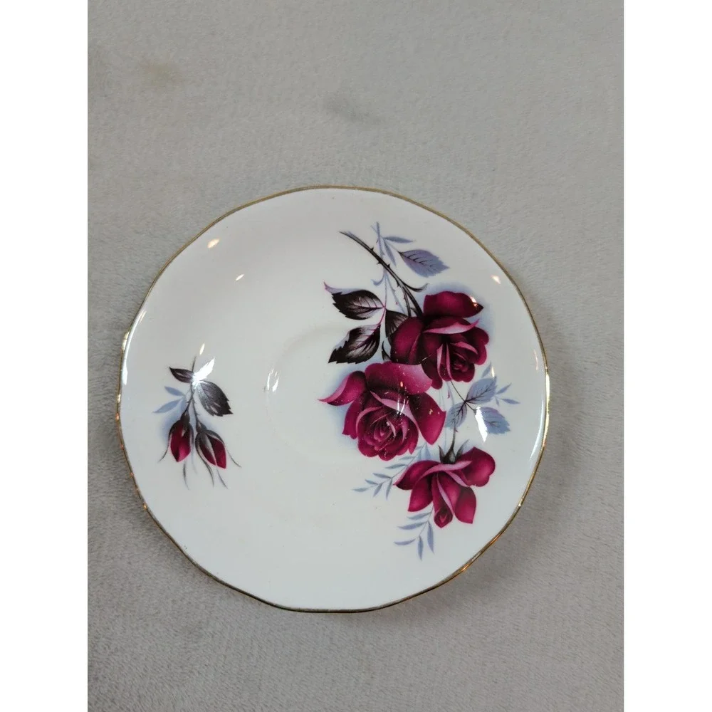Vintage Colclough Teacup‎ and Queen Anne Saucer Mismatched Bone China Rose Set